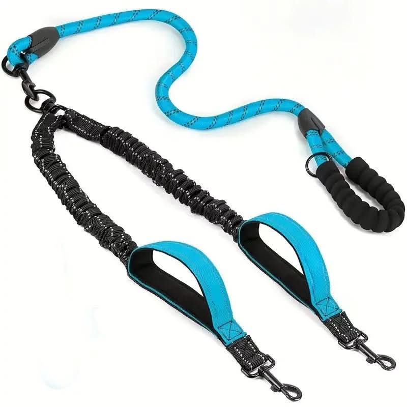 Dual Dog Leash with 360° Swivel and Shock Absorption Feature