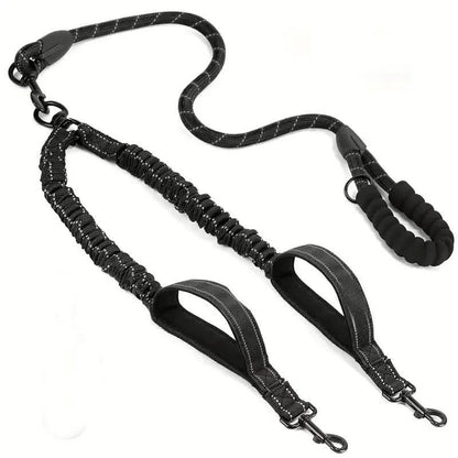Dual Dog Leash with 360° Swivel and Shock Absorption Feature