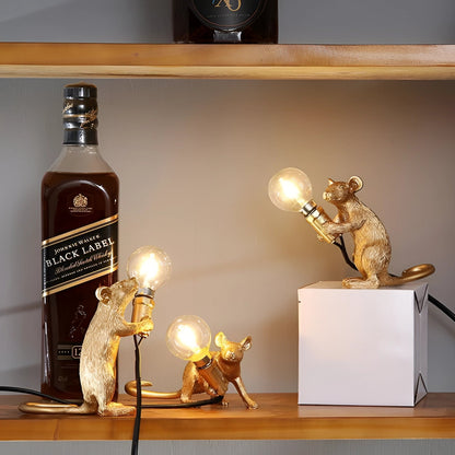 Whimsical Decor | Gold Mouse Lamp with Unique Animal Design | Stylish Lighting for Home Ambiance