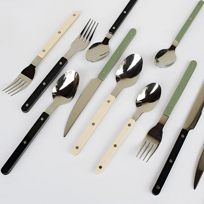 Elegant | 24-Piece Cutlery Set with Modern Black Handles | Durable Stainless Steel for Stylish Dining