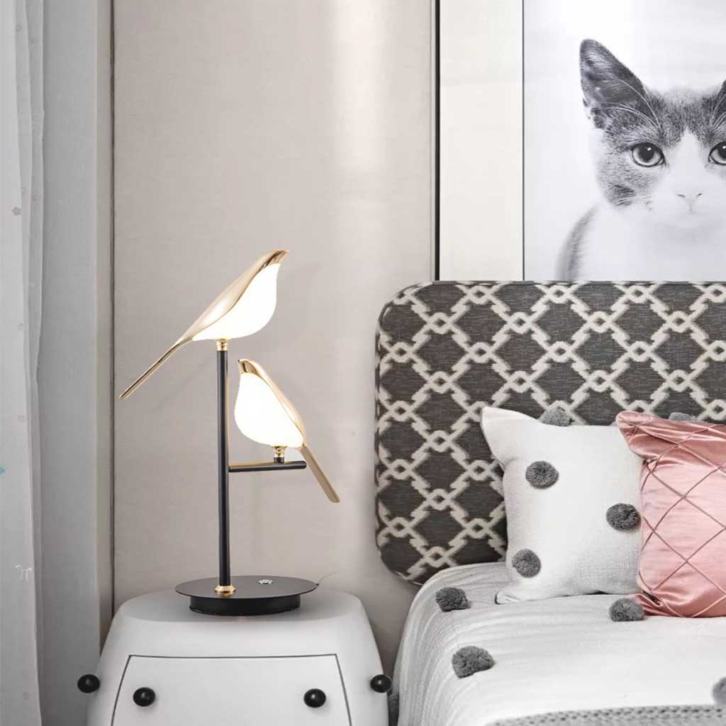 Sculptural LED Desk Lamp with Touch Dimming | Bird Accent Nightstand Light for Bedroom & Living Room | Modern Adjustable Table Lighting