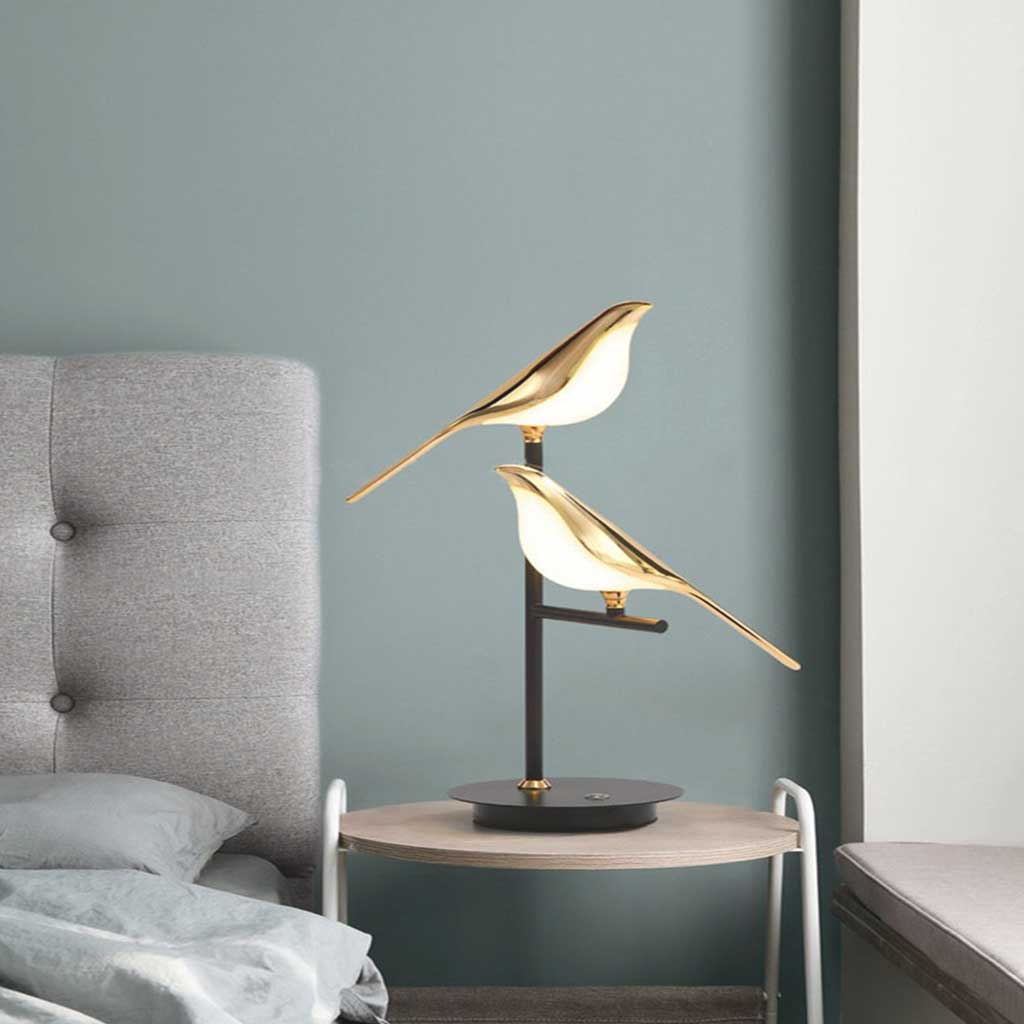 Sculptural LED Desk Lamp with Touch Dimming | Bird Accent Nightstand Light for Bedroom & Living Room | Modern Adjustable Table Lighting
