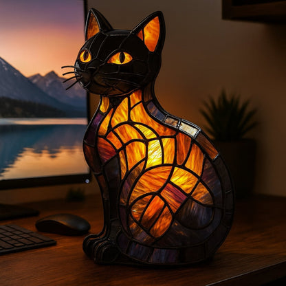 Charming Cat | Table Lamp Night Light with Soft Ambient Glow | Decorative Bedside Lamp for Cozy Bedrooms