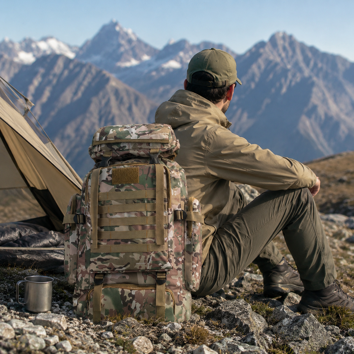 80L Hiking Backpack with MOLLE Webbing – Heavy-Duty 600D Oxford Pack for Multi-Day Treks & Camping Trips