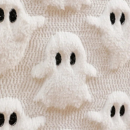 Talon Fall Table Runner - Soft Woven Fabric, Tufted Pumpkin and Ghost Design