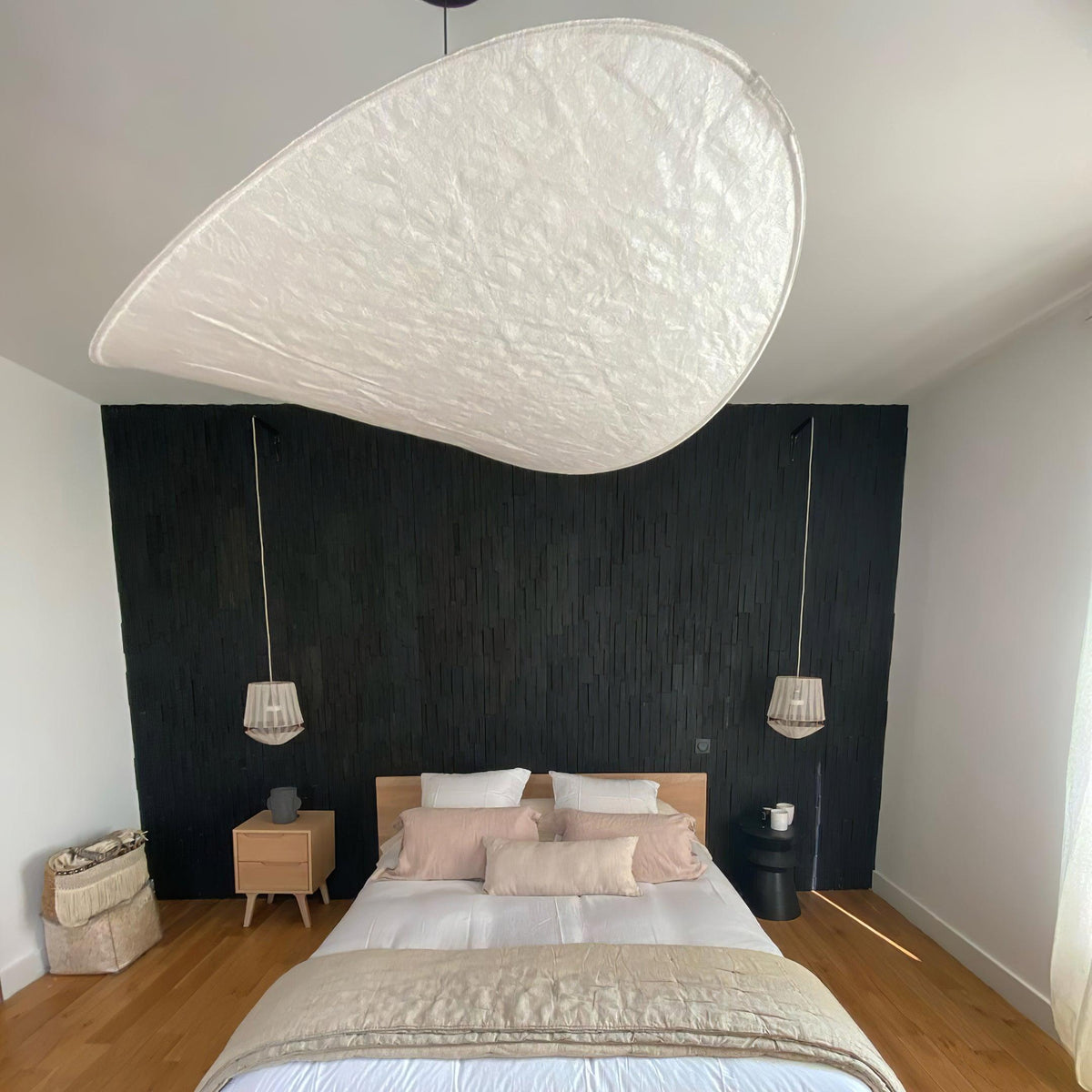 Cloud Paper Ceiling Fixture 24-Inch Hanging Lamp Modern Overhead Lighting for Dining Kitchen Living Room Adjustable Height LED
