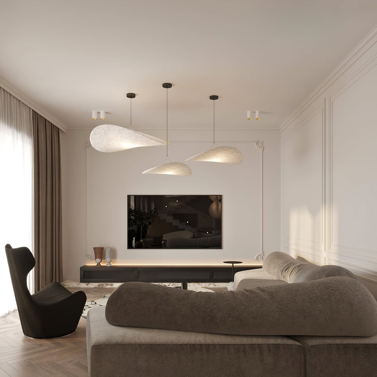 Oversized Paper Drum Shade Hanging Light Fixture Adjustable Height Contemporary Kitchen Island Chandelier Dining Room Ceiling Suspension Lam