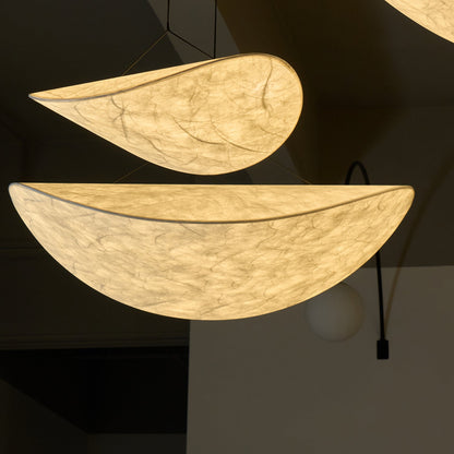 Cloud Paper Ceiling Fixture 24-Inch Hanging Lamp Modern Overhead Lighting for Dining Kitchen Living Room Adjustable Height LED