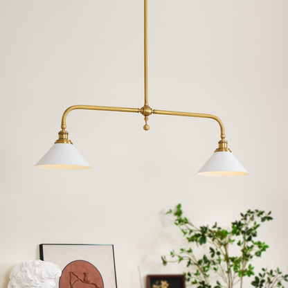 Dual-Head Island Pendant Light with Adjustable Height – Aluminum & Ceramic Shades for Kitchen, Dining Room & Living Space – Dimmable LED Fix