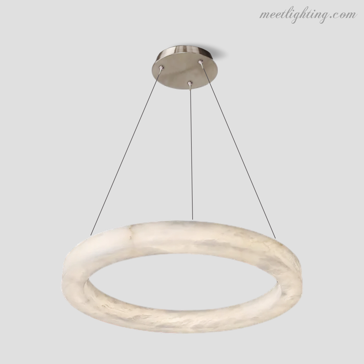 Circular Alabaster LED Ceiling Light with Brass Frame for Dining Room & Living Room | Modern Flush Mount Fixture