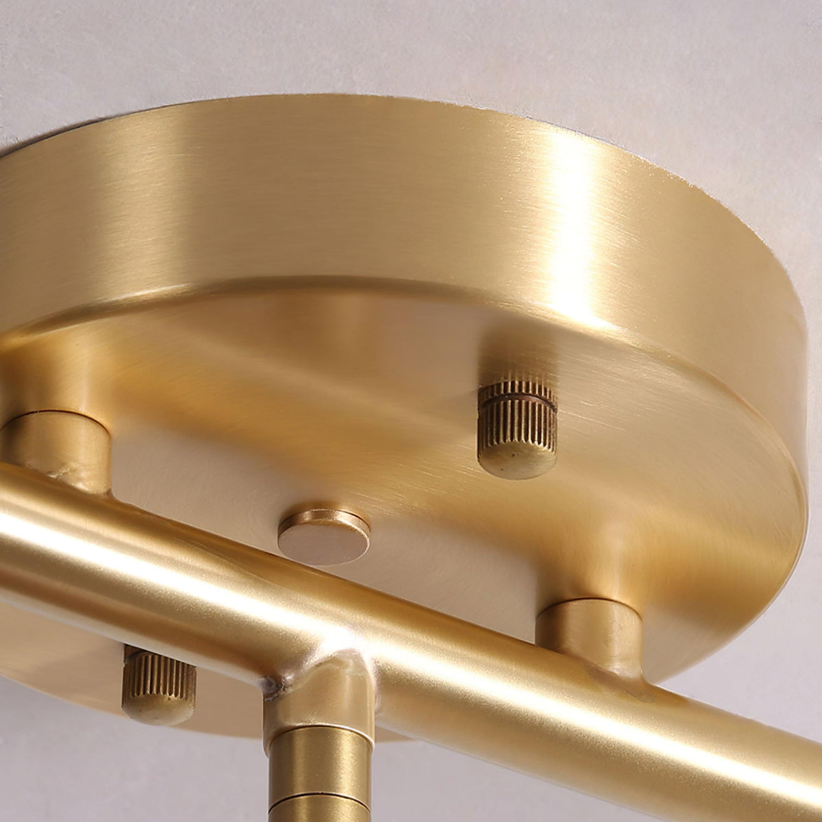 Pivoting Rail Ceiling Light Fixture with Walnut & Brass in Gold — Directional Spotlight Bar for Kitchens, Dens & Entryways — E26 Socket Spot