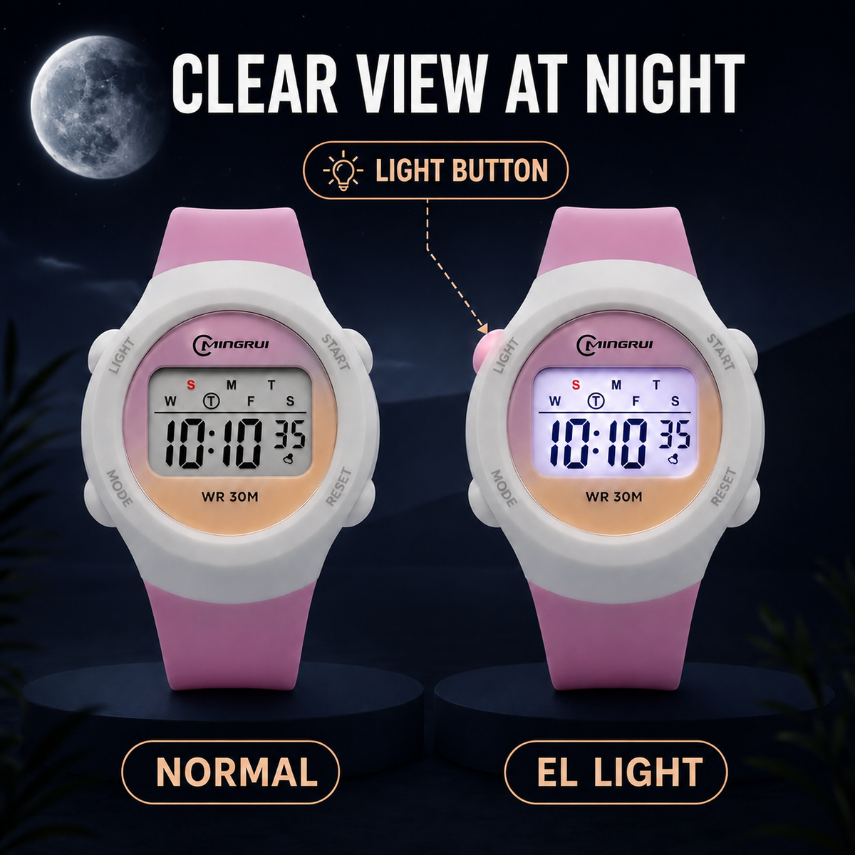 Kids Sport Digital Watch with Alarm Stopwatch & Weekday Display - Water Resistant Silicone Strap Wristwatch for School & Outdoor Play