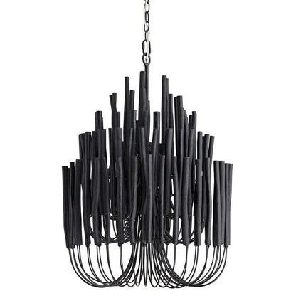 Round Tiered Wood and Metal Ceiling Light for Dining Room, Living Room and Bedroom – Adjustable Pendant with Whitewash Finish – 6 to 18 Arms