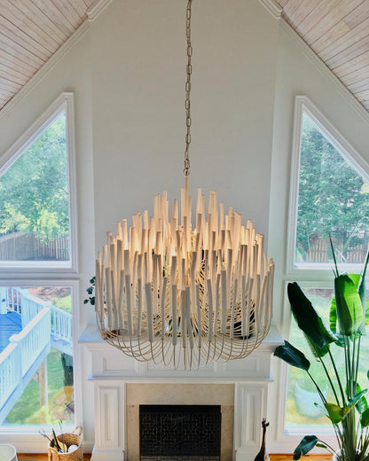 Layered Stick Pendant Light Fixture Metal Construction Adjustable Height Dining Room Entryway Foyer Modern Overhead Illumination Statement P