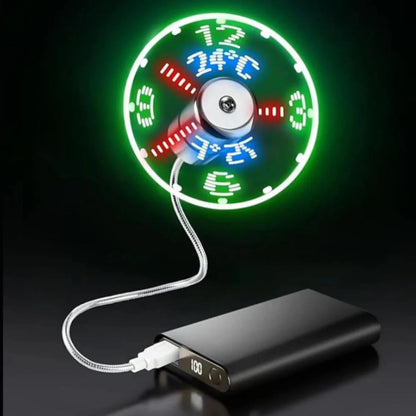 TimeGlow | Clock Fan with Adjustable Airflow & LED Display | USB-Powered for Instant Cooling