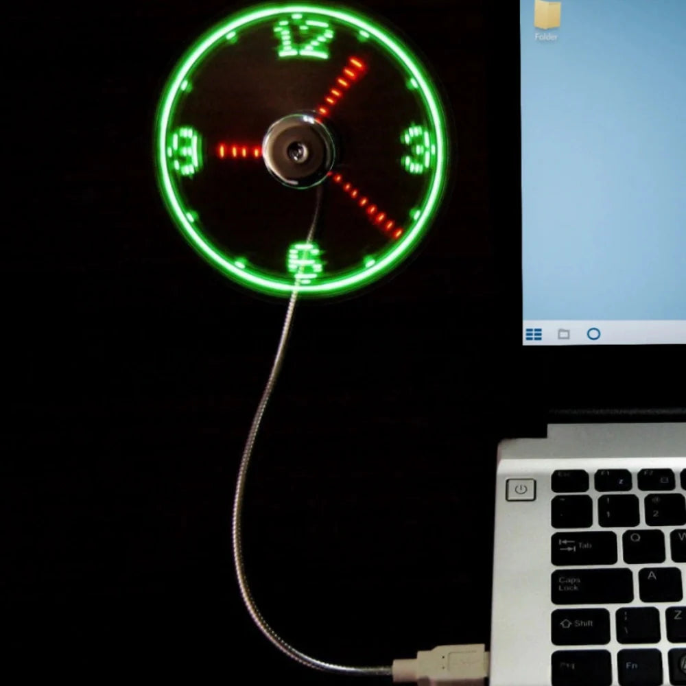 TimeGlow | Clock Fan with Adjustable Airflow & LED Display | USB-Powered for Instant Cooling