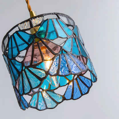 Hanging Ceiling Lamp with Tinted Glass Shade 5.3 Inches for Dining Room, Kitchen Island, Bedroom Decor, Brass Accent Fixture, Adjustable Cor