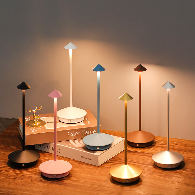 Rechargeable LED Table Lamp with Touch Dimmer for Indoor and Outdoor Use Cordless Battery Powered Desk Light USB Charging Metal Design for B
