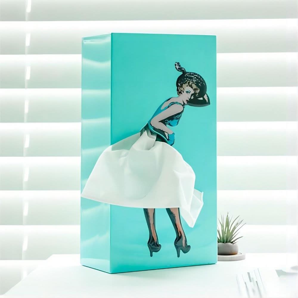 TissuDance Tissue Box Cover - Playful Plastic Design for Home Decor