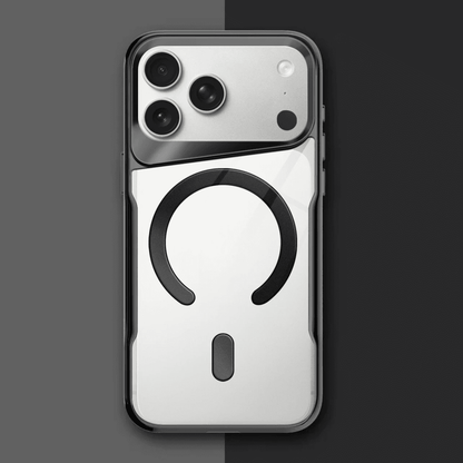Translucent Hard Shell Case with Magnetic Charging for iPhone 12-17 – Metallic Finish, Raised Edges, Shock Protection