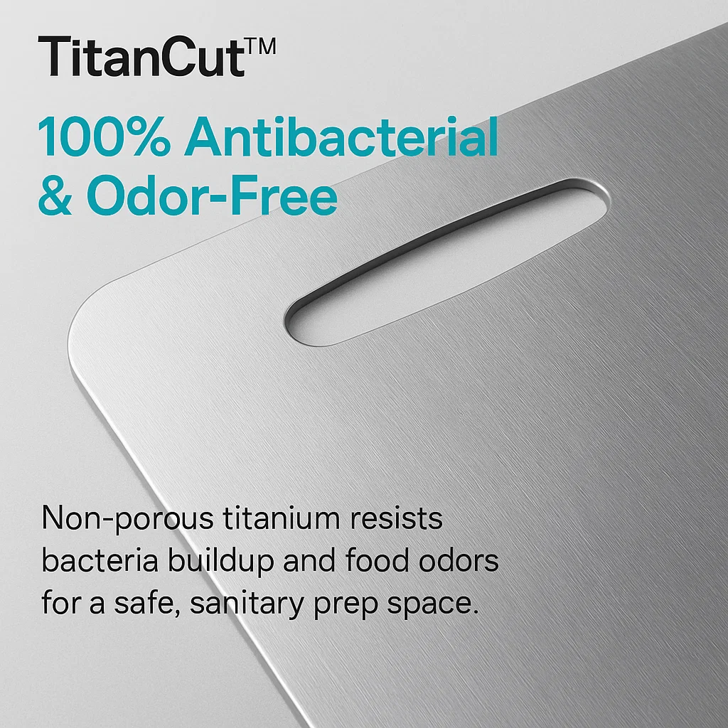 Ortekor Titanium Cutting Board | Non-Porous Surface for Ultimate Hygiene | Lightweight & Durable Kitchen Essential