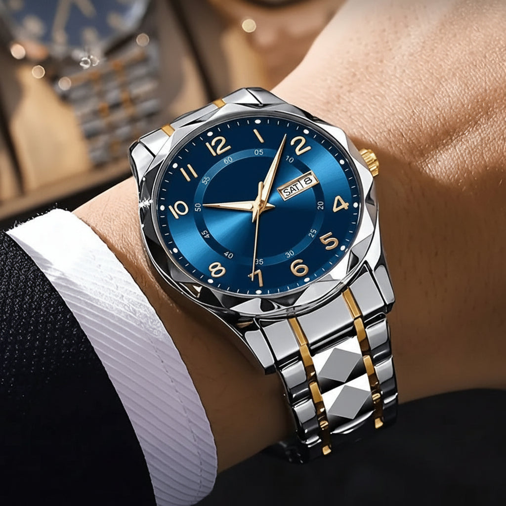 Mens Watches Titanium Sports Watch with Chronograph and Alarm, Water Resistant Watch for Men with Dual Display