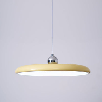 Hanging Drop Ceiling Fixture Acrylic Disk 16-Inch Yellow for Kitchen Island Dining Table Contemporary LED Overhead Light Adjustable Cord 59