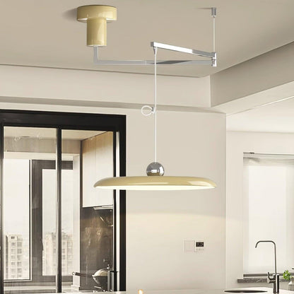 Swing-Arm Chandelier with Integrated LEDs for Kitchen Island, Dining Table & Home Office – Metal Shade, Adjustable Height