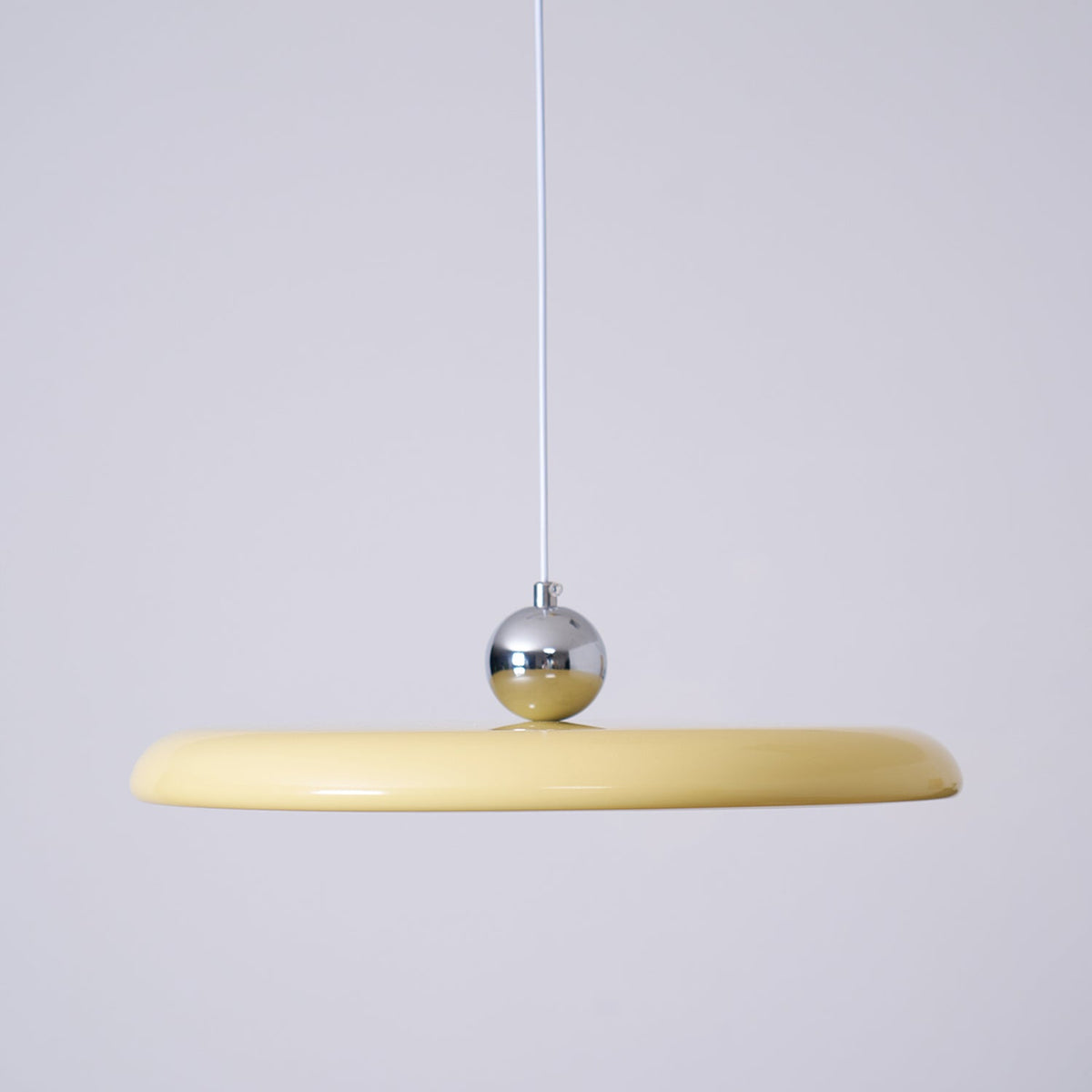 Hanging Drop Ceiling Fixture Acrylic Disk 16-Inch Yellow for Kitchen Island Dining Table Contemporary LED Overhead Light Adjustable Cord 59