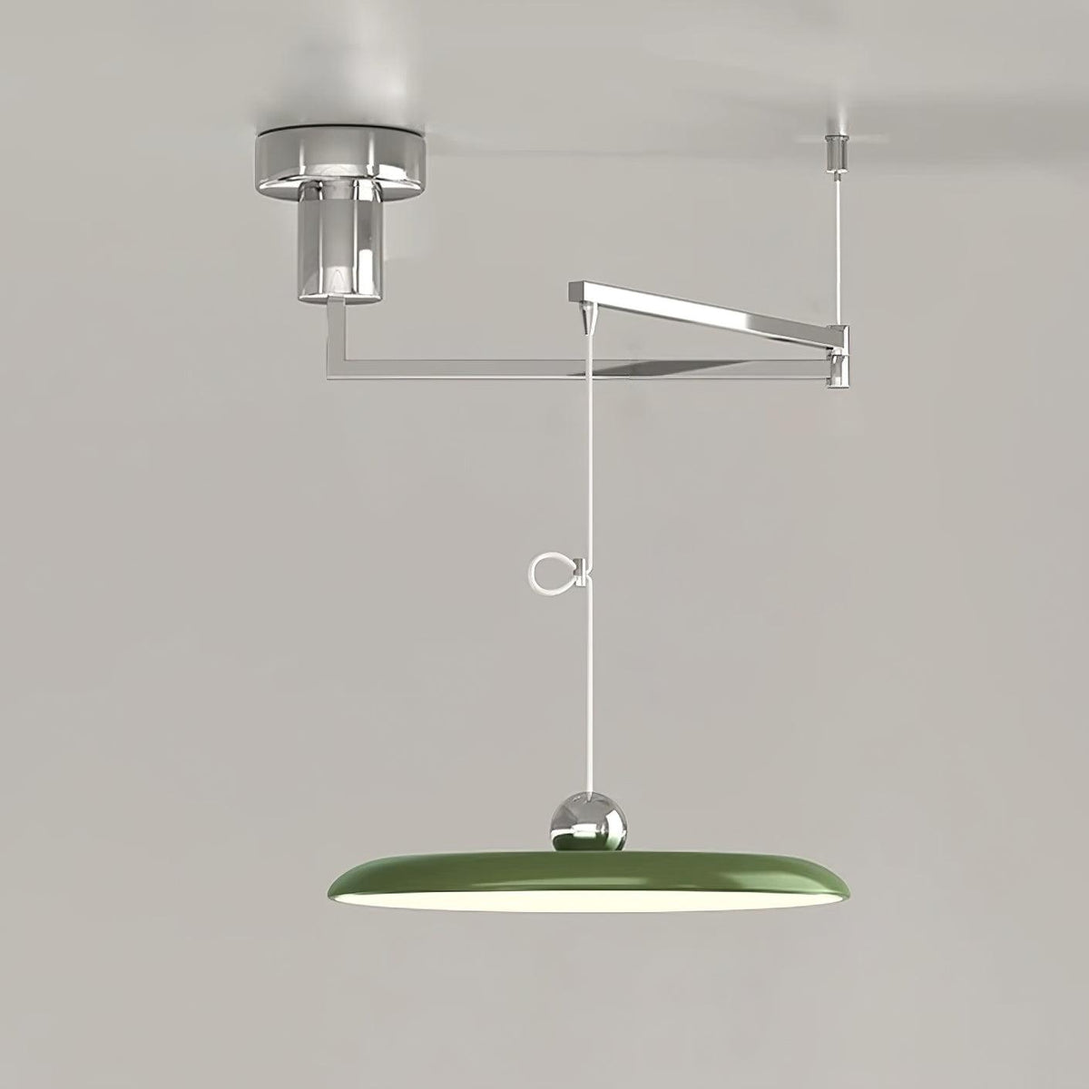 Swing-Arm Chandelier with Integrated LEDs for Kitchen Island, Dining Table & Home Office – Metal Shade, Adjustable Height