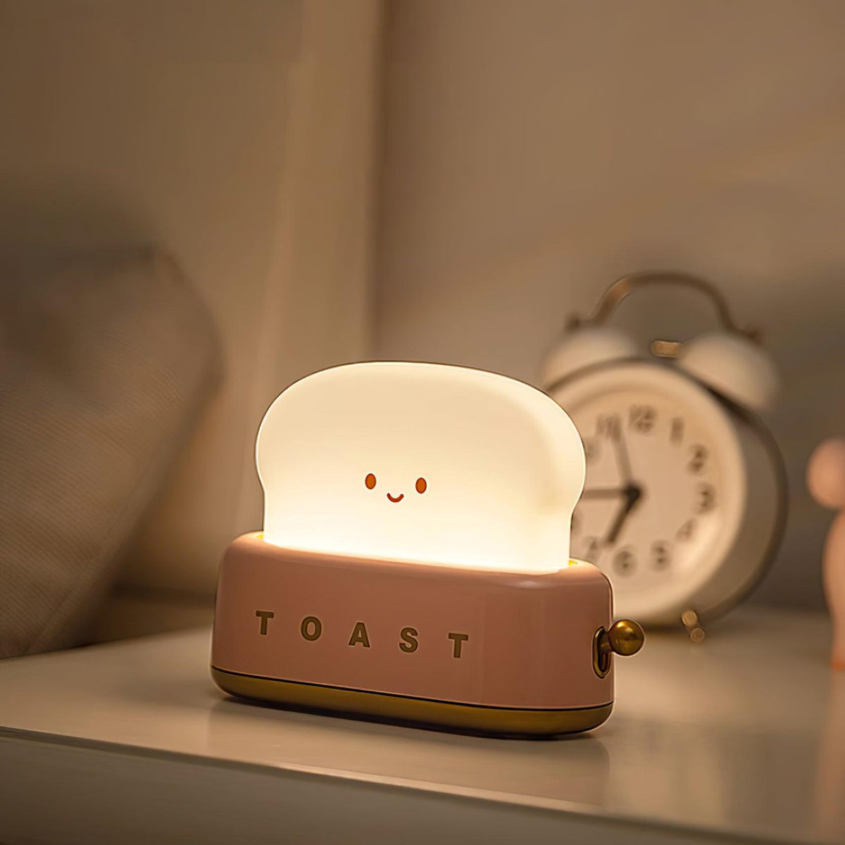 USB-Powered Toaster-Shaped LED Accent Light with Dimmer – 5.3 in Retro Desktop Lamp for Bedroom Nightstand Desk Office Dorm – Warm White Glo