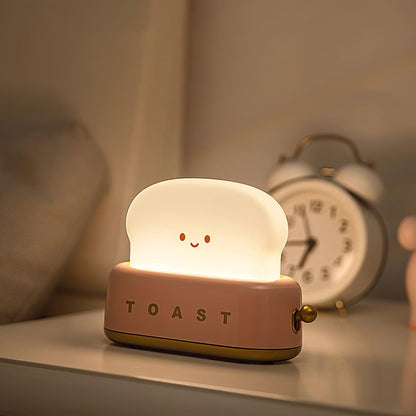 USB-Powered Toaster-Shaped LED Accent Light with Dimmer – 5.3 in Retro Desktop Lamp for Bedroom Nightstand Desk Office Dorm – Warm White Glo