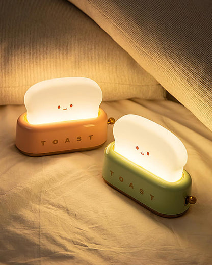 USB-Powered Toaster-Shaped LED Accent Light with Dimmer – 5.3 in Retro Desktop Lamp for Bedroom Nightstand Desk Office Dorm – Warm White Glo