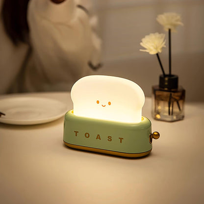 USB-Powered Toaster-Shaped LED Accent Light with Dimmer – 5.3 in Retro Desktop Lamp for Bedroom Nightstand Desk Office Dorm – Warm White Glo
