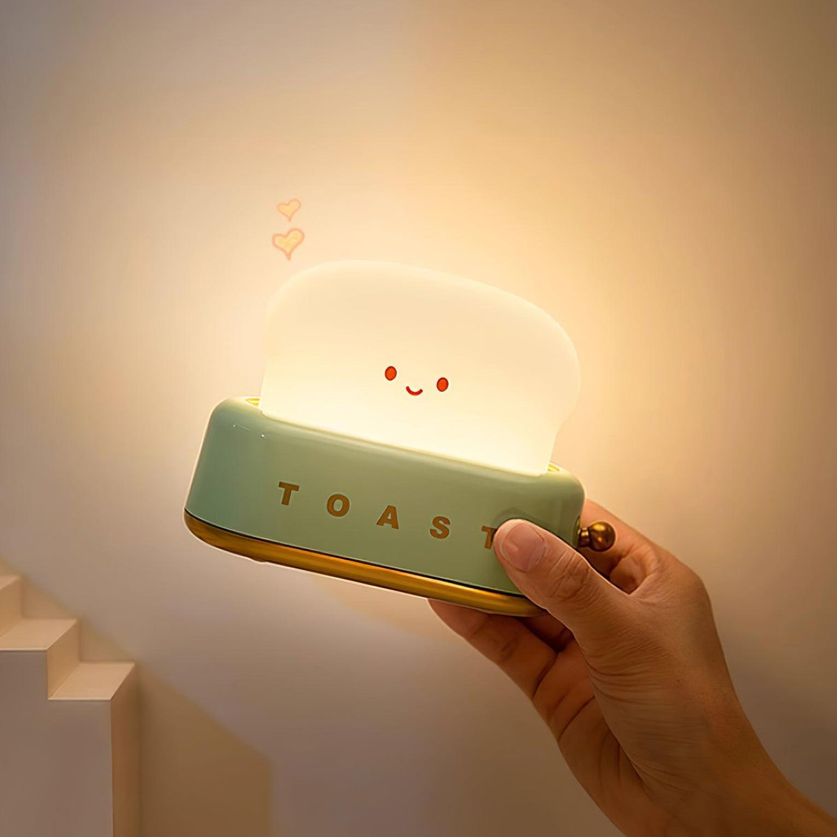 USB-Powered Toaster-Shaped LED Accent Light with Dimmer – 5.3 in Retro Desktop Lamp for Bedroom Nightstand Desk Office Dorm – Warm White Glo