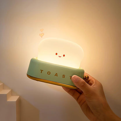 USB-Powered Toaster-Shaped LED Accent Light with Dimmer – 5.3 in Retro Desktop Lamp for Bedroom Nightstand Desk Office Dorm – Warm White Glo