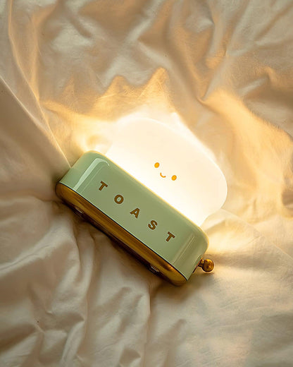 USB-Powered Toaster-Shaped LED Accent Light with Dimmer – 5.3 in Retro Desktop Lamp for Bedroom Nightstand Desk Office Dorm – Warm White Glo