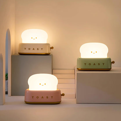USB-Powered Toaster-Shaped LED Accent Light with Dimmer – 5.3 in Retro Desktop Lamp for Bedroom Nightstand Desk Office Dorm – Warm White Glo