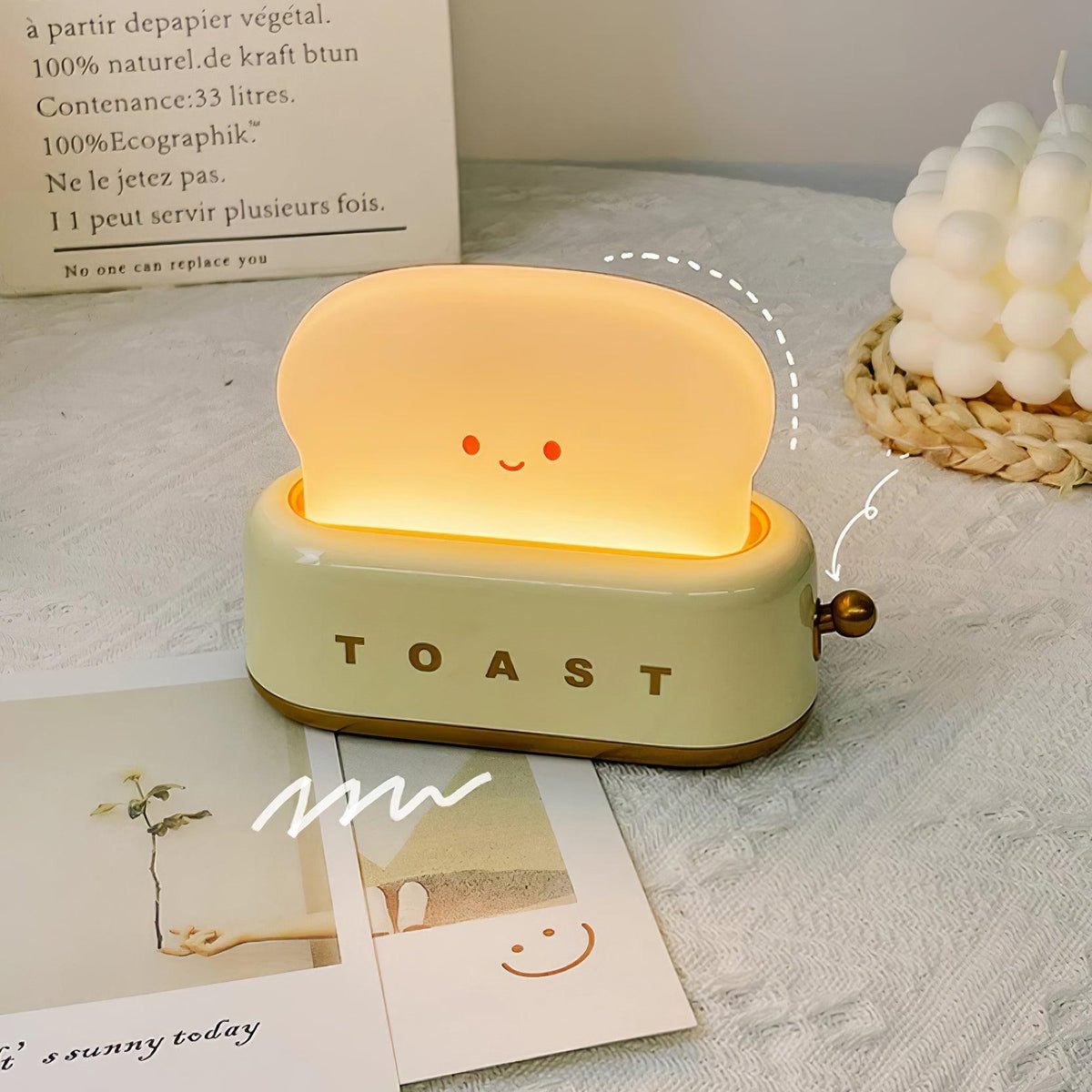 USB-Powered Toaster-Shaped LED Accent Light with Dimmer – 5.3 in Retro Desktop Lamp for Bedroom Nightstand Desk Office Dorm – Warm White Glo