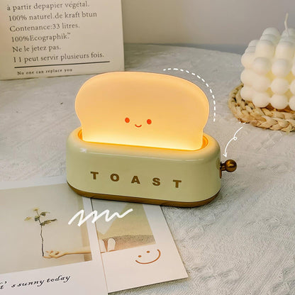 USB-Powered Toaster-Shaped LED Accent Light with Dimmer – 5.3 in Retro Desktop Lamp for Bedroom Nightstand Desk Office Dorm – Warm White Glo
