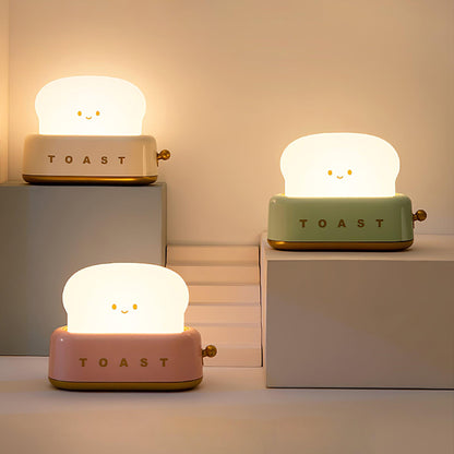 USB-Powered Toaster-Shaped LED Accent Light with Dimmer – 5.3 in Retro Desktop Lamp for Bedroom Nightstand Desk Office Dorm – Warm White Glo