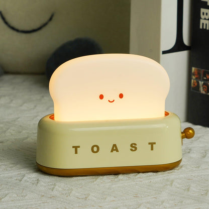 USB-Powered Toaster-Shaped LED Accent Light with Dimmer – 5.3 in Retro Desktop Lamp for Bedroom Nightstand Desk Office Dorm – Warm White Glo