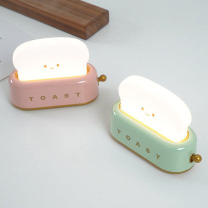 USB-Powered Toaster-Shaped LED Accent Light with Dimmer – 5.3 in Retro Desktop Lamp for Bedroom Nightstand Desk Office Dorm – Warm White Glo