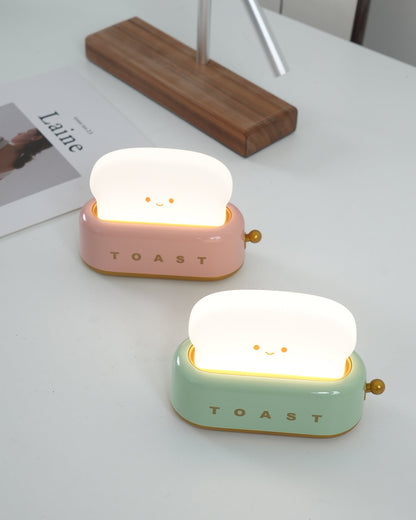 USB-Powered Toaster-Shaped LED Accent Light with Dimmer – 5.3 in Retro Desktop Lamp for Bedroom Nightstand Desk Office Dorm – Warm White Glo