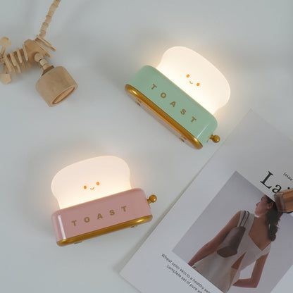 USB-Powered Toaster-Shaped LED Accent Light with Dimmer – 5.3 in Retro Desktop Lamp for Bedroom Nightstand Desk Office Dorm – Warm White Glo