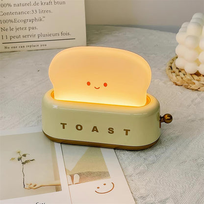 USB-Powered Toaster-Shaped LED Accent Light with Dimmer – 5.3 in Retro Desktop Lamp for Bedroom Nightstand Desk Office Dorm – Warm White Glo