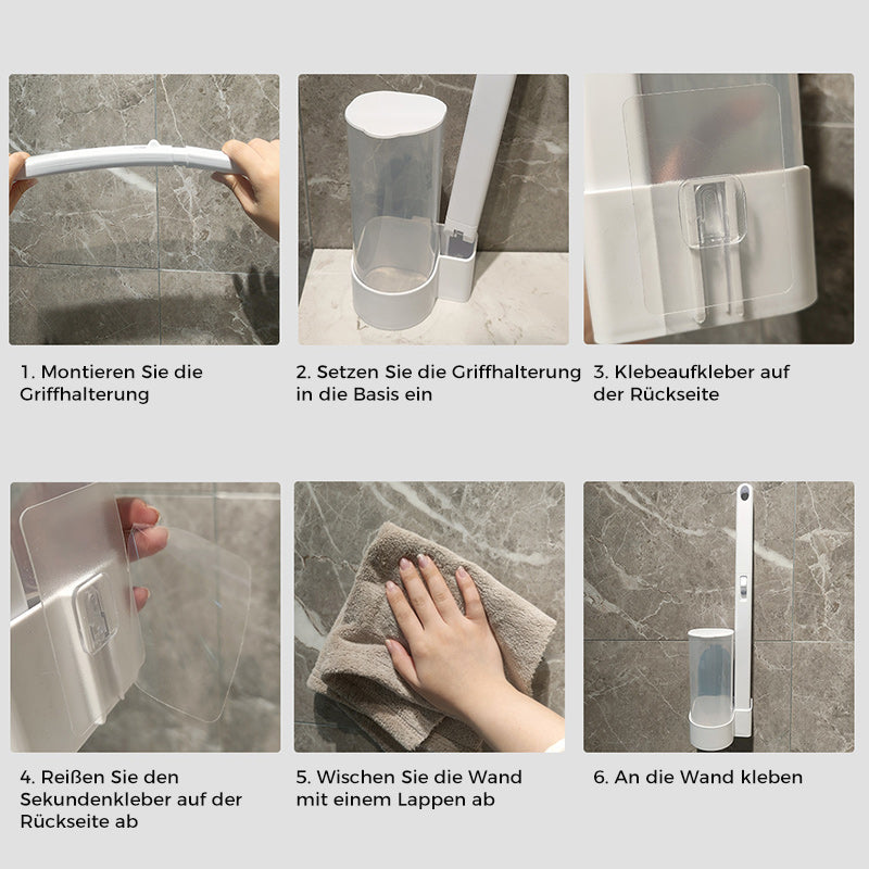 Disposable Toilet Brush with Push-Button Release & Pre-Filled Antibacterial Sponge Heads for Hands-Free Bathroom Cleaning