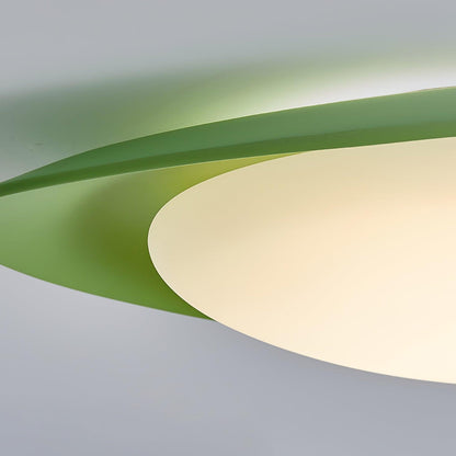Organic Resin LED Flush Mount Light Green Beige for Bedroom Living Room Dining Room Modern Overhead Lighting Nature-Inspired