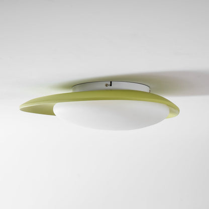 Oval Flush Mount LED Ceiling Light 18 in Green Resin for Living Room Bedroom Hallway Ambient Lighting Modern Home Decor