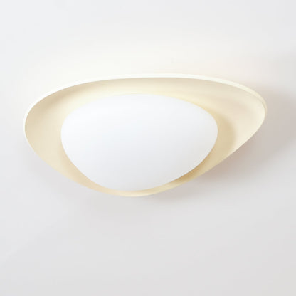 Organic Resin LED Flush Mount Light Green Beige for Bedroom Living Room Dining Room Modern Overhead Lighting Nature-Inspired